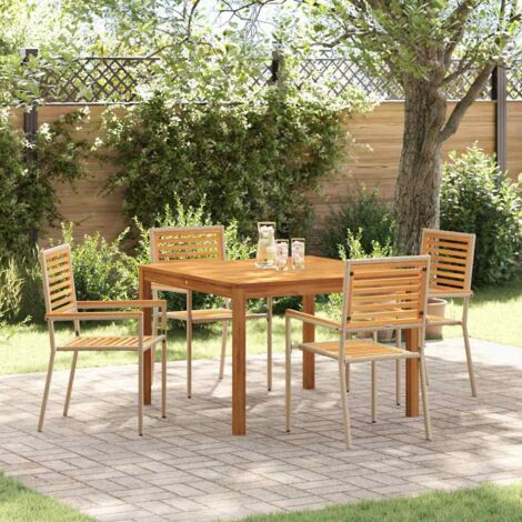 vidaXL Set da Pranzo per Giardino 5 pcs Beige Poly Rattan