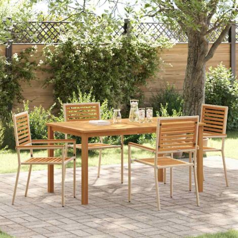 vidaXL Set da Pranzo per Giardino 5 pcs Beige Poly Rattan