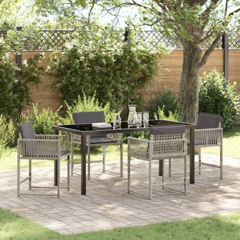 vidaXL Set da Pranzo per Giardino 5 pcs Grigio chiaro polyrattan