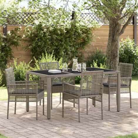vidaXL Set da Pranzo per Giardino 5 pcs Grigio Poly Rattan
