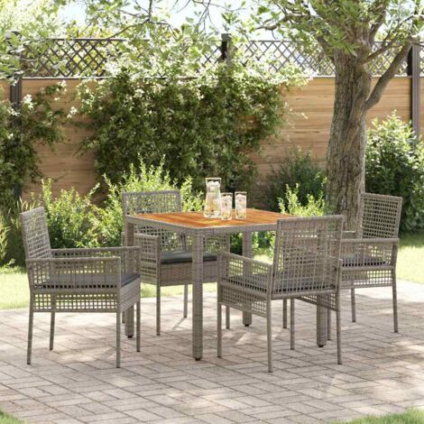 vidaXL Set da Pranzo per Giardino 5 pcs Grigio Poly Rattan