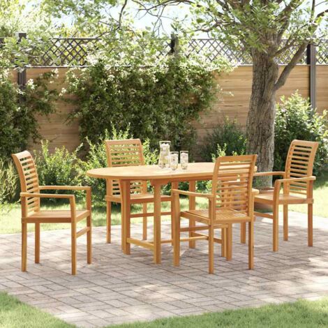vidaXL Set da Pranzo per Giardino 5 pcs Marrone Legno massello di teak