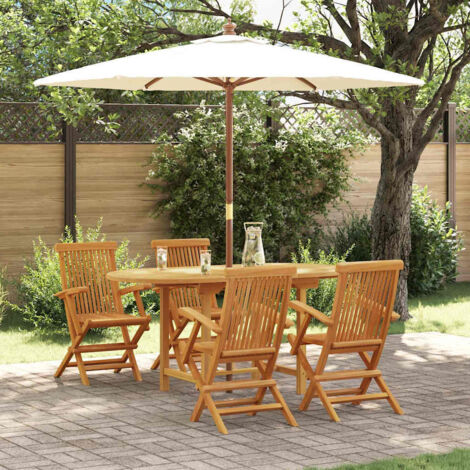 vidaXL Set da Pranzo per Giardino 5 pcs Marrone Legno massello di teak
