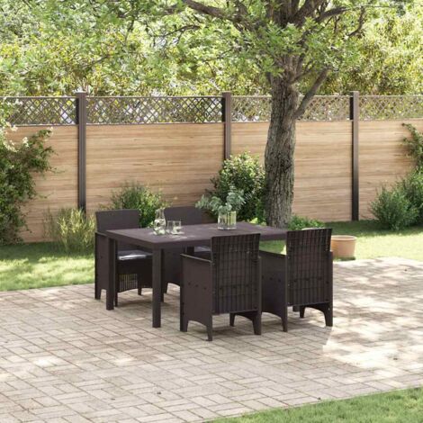 vidaXL Set da Pranzo per Giardino 5 pcs Marrone Rattan Polt