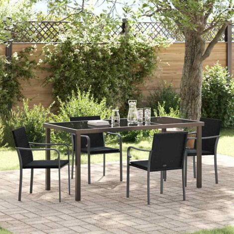 vidaXL Set da Pranzo per Giardino 5 pcs Nero Poly Rattan