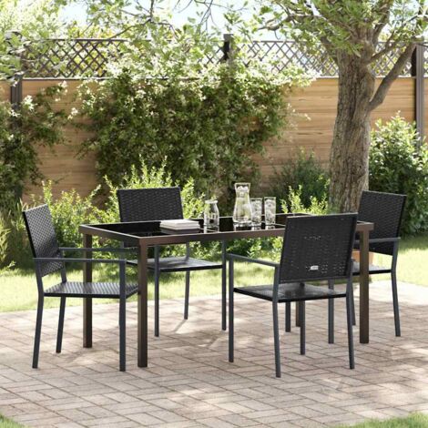 vidaXL Set da Pranzo per Giardino 5 pcs Nero Poly Rattan