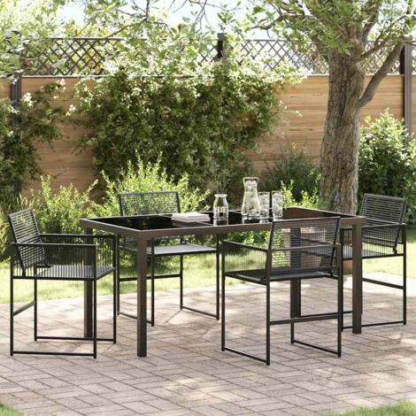 vidaXL Set da Pranzo per Giardino 5 pcs Nero Poly Rattan