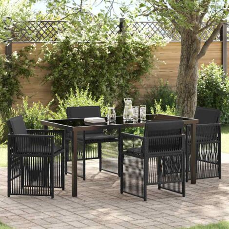 vidaXL Set da Pranzo per Giardino 5 pcs Nero Poly Rattan