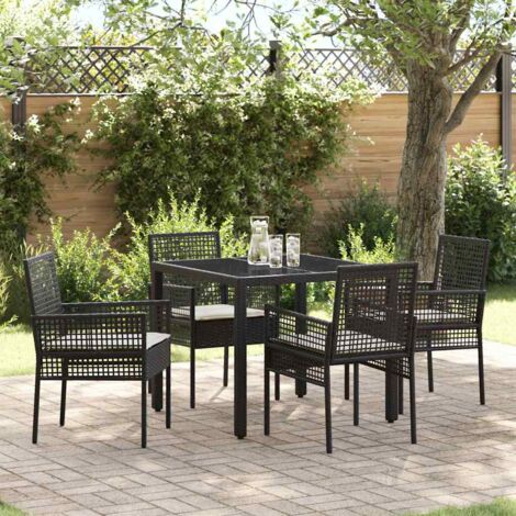 vidaXL Set da Pranzo per Giardino 5 pcs Nero Poly Rattan