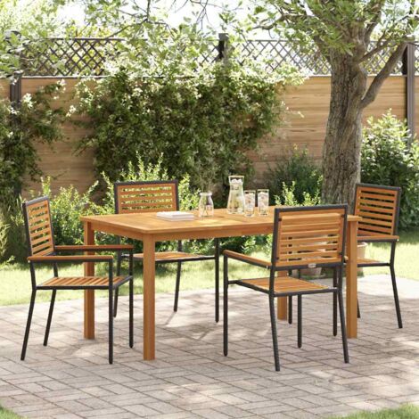 vidaXL Set da Pranzo per Giardino 5 pcs Nero Poly Rattan