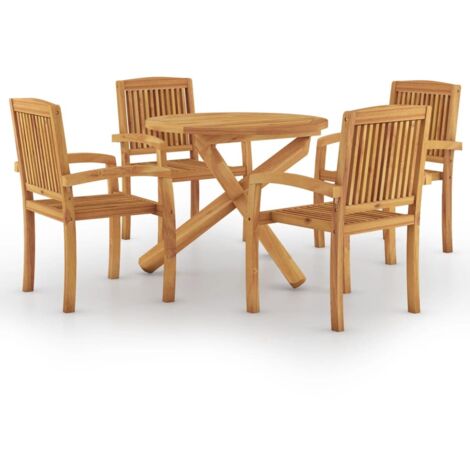 vidaXL Set da Pranzo per Giardino 5 pz in Legno Massello di Teak