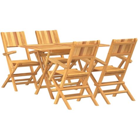 vidaXL Set da Pranzo per Giardino 5 pz in Legno Massello di Teak
