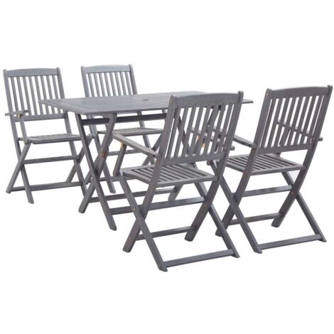 vidaXL Set da Pranzo per Giardino 5 pz Legno Massello di Acacia Grigio