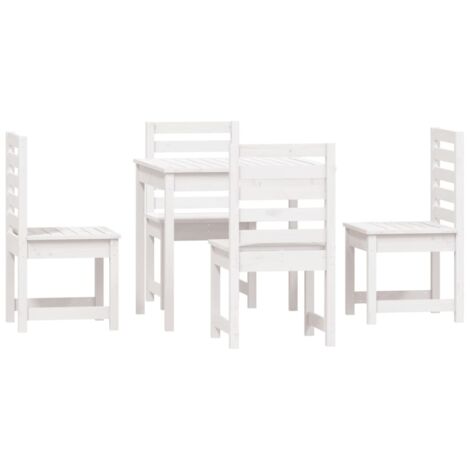 vidaXL Set da Pranzo per Giardino 5pz Bianco in Legno Massello di Pino