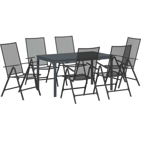vidaXL Set da Pranzo per Giardino 7 pcs Antracite Acciaio
