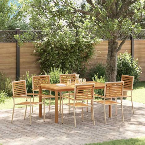 vidaXL Set da Pranzo per Giardino 7 pcs Beige Poly Rattan