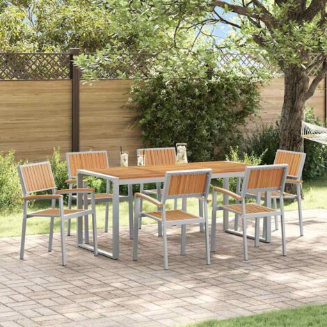 vidaXL Set da Pranzo per Giardino 7 pcs Grigio e marrone