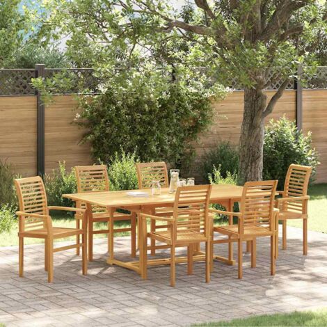vidaXL Set da Pranzo per Giardino 7 pcs Marrone Legno di teak solido