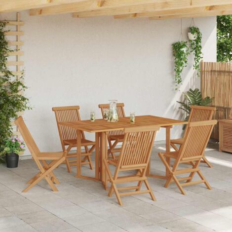 vidaXL Set da Pranzo per Giardino 7 pcs Marrone Legno massello di teak