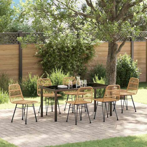 vidaXL Set da Pranzo per Giardino 7 pcs Marrone Poly Rattan