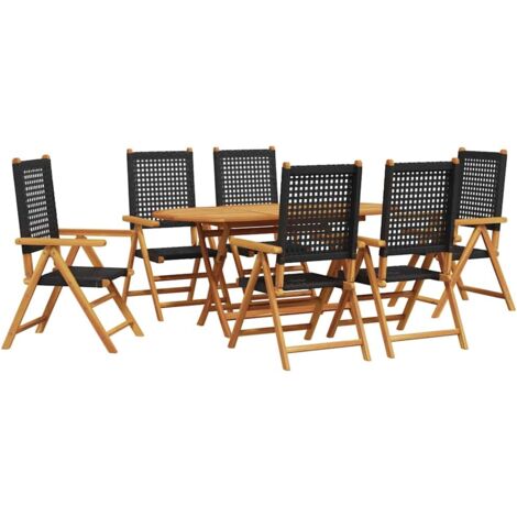 vidaXL Set da Pranzo per Giardino 7 pcs Nero
