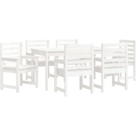 vidaXL Set da Pranzo per Giardino 7pz Bianco in Legno Massello di Pino