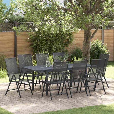 vidaXL Set da Pranzo per Giardino 9 pcs Acciaio