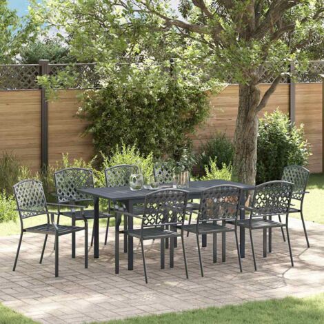vidaXL Set da Pranzo per Giardino 9 pcs Antracite Acciaio