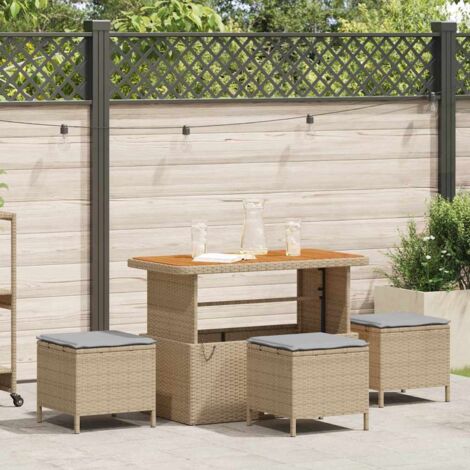 vidaXL Set da Pranzo per Giardino Beige Poly Rattan