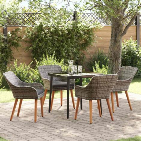 vidaXL Set da Pranzo per Giardino con cuscino 5 pcs Grigio polyrattan