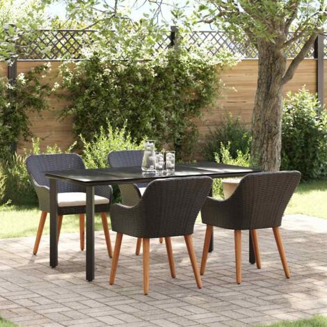 vidaXL Set da Pranzo per Giardino con cuscino 5 pcs Nero polyrattan