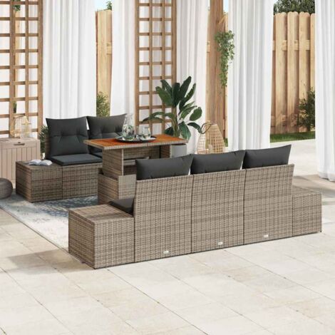 vidaXL Set da Pranzo per Giardino con cuscino 6 pcs Grigio e Marrone