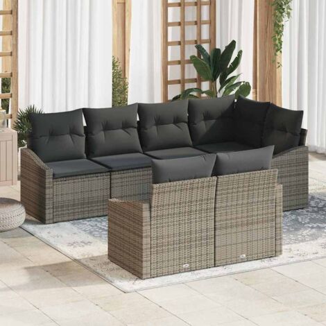 vidaXL Set da Pranzo per Giardino con cuscino 7 pcs Grigio