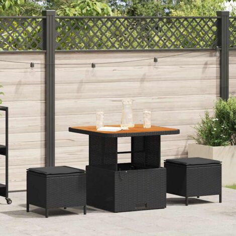 vidaXL Set da Pranzo per Giardino Nero Poly Rattan