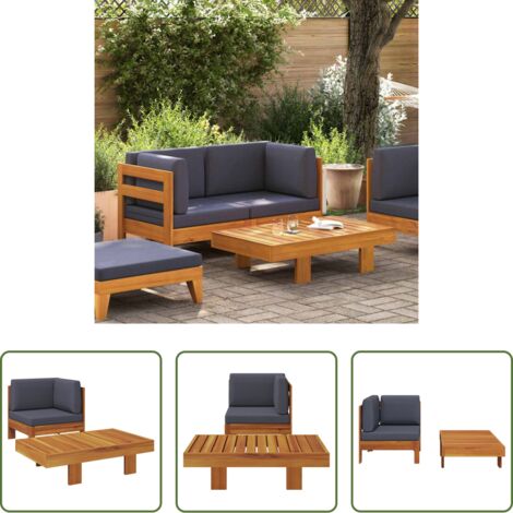 vidaXL Set da salotto esterno -  Set Divani Giardino 2 pz con Cuscini Grigio Scuro Legno Acacia
