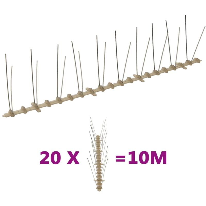 Vidaxl - Ensemble de 20 pics à 2 rangées contre oiseaux Plastique 10m