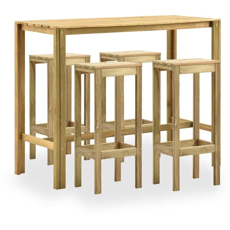 

vidaXL Set de bar de jardín 5 piezas madera de pino impregnada verde - Marrón