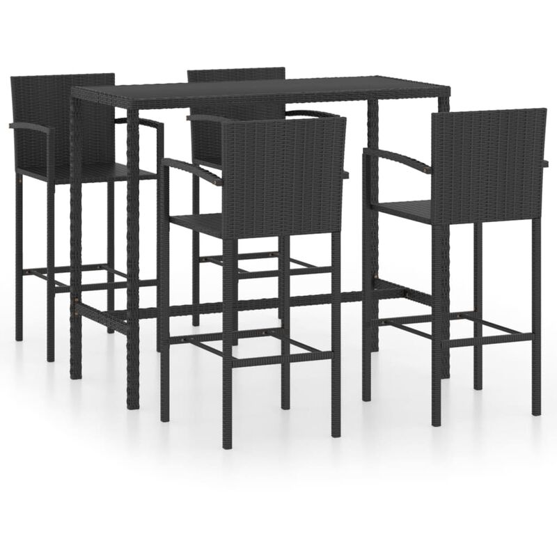 

vidaXL Set de bar para jardín 5 piezas ratán sintético negro - Negro