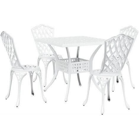 vidaXL Set de bistro de jardín 5 piezas de aluminio fundido blanco