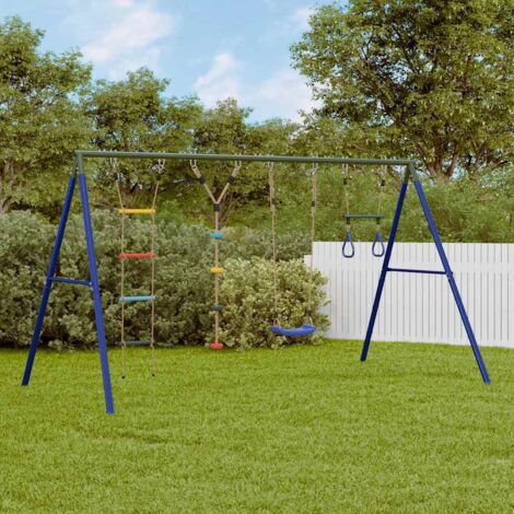 vidaXL Set de columpios, trapecio, escalera y cuerda de discos