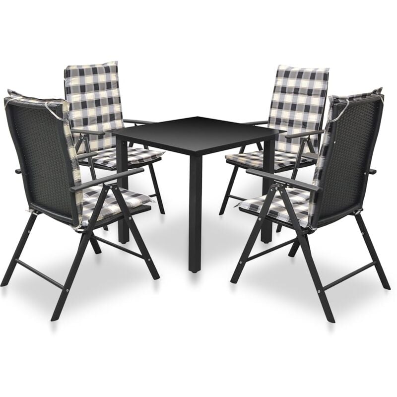 

Vidaxl - Set comedor de jardín 5 piezas y cojines aluminio negro - Multicolor