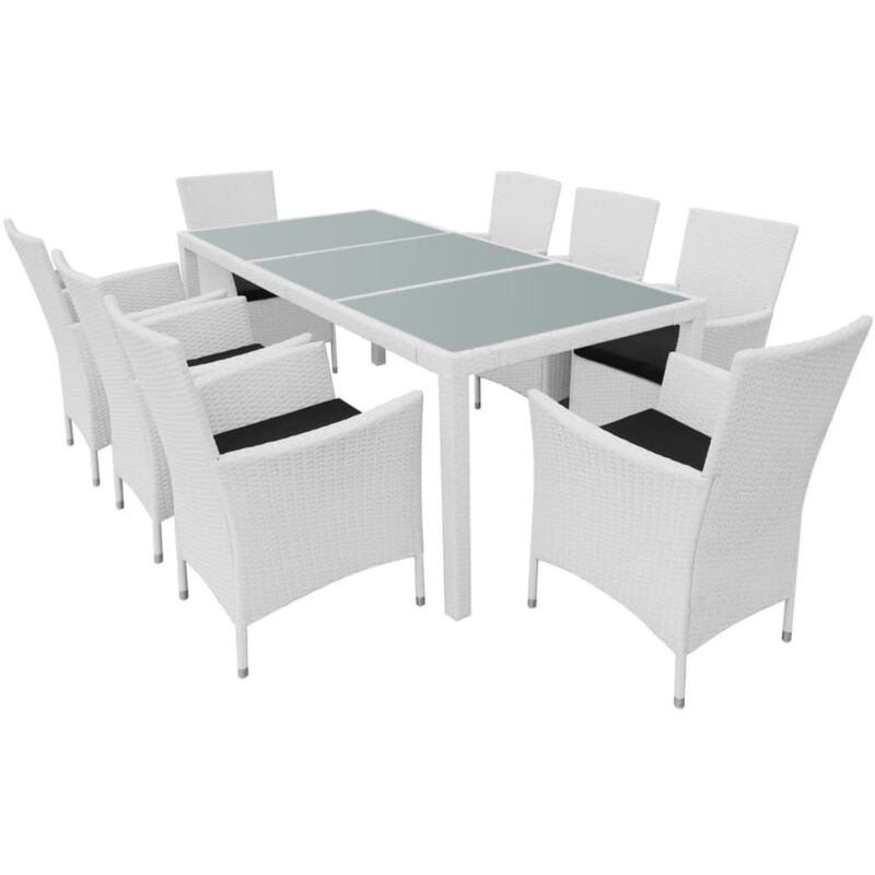 

Set de comedor de jardín 9 piezas ratán sintético blanco crema - Blanco - Vidaxl