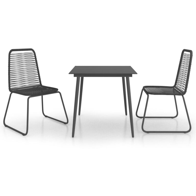 

vidaXL Set de comedor de jardín de 3 piezas PVC ratán negro - Negro