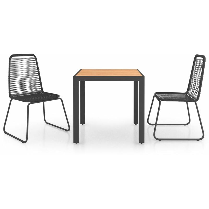 

vidaXL Set de comedor de jardín de 3 piezas PVC ratán negro y marrón - Negro