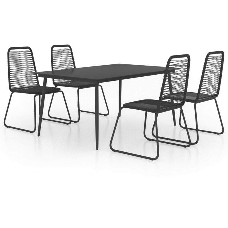 

vidaXL Set de comedor de jardín de 5 piezas PVC ratán negro - Negro