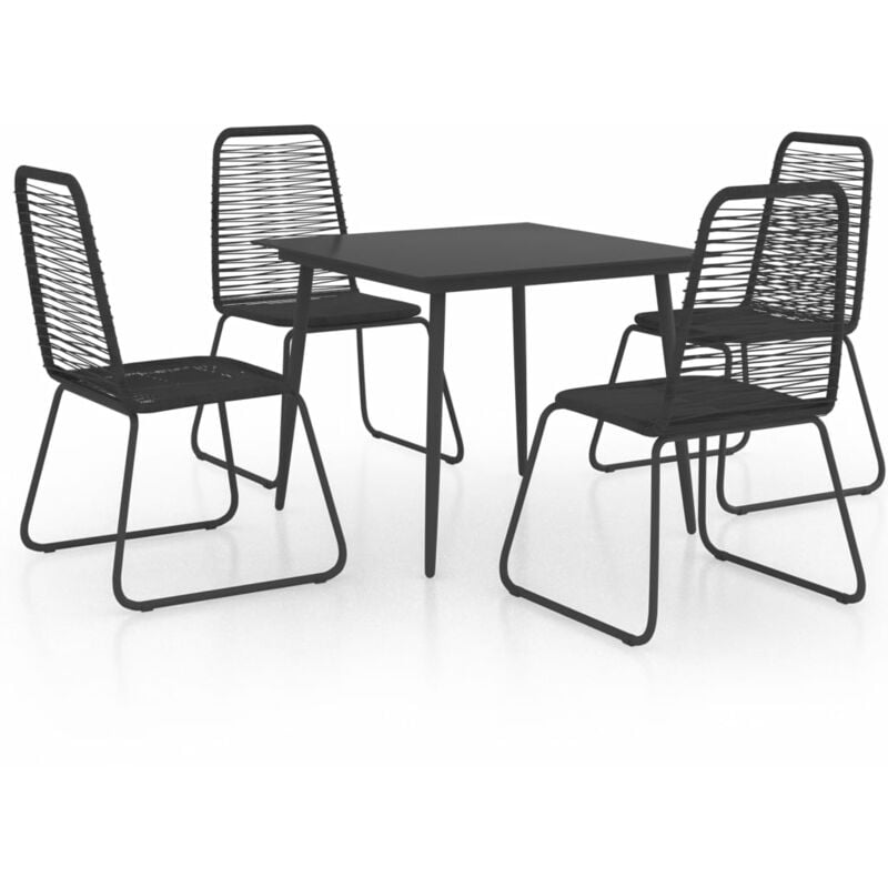 

vidaXL Set de comedor de jardín de 5 piezas PVC ratán negro - Negro