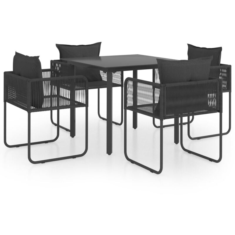 

vidaXL Set de comedor de jardín de 5 piezas PVC ratán negro - Negro