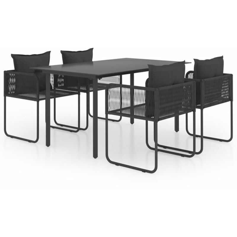 

vidaXL Set de comedor de jardín de 5 piezas PVC ratán negro - Negro