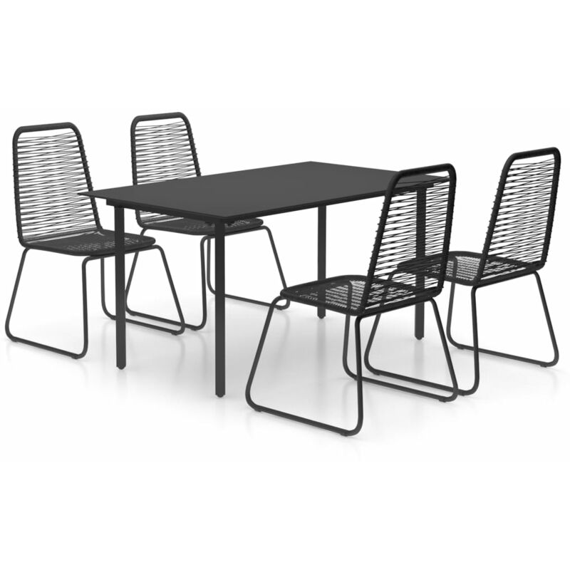 

vidaXL Set de comedor de jardín de 5 piezas PVC ratán negro - Negro