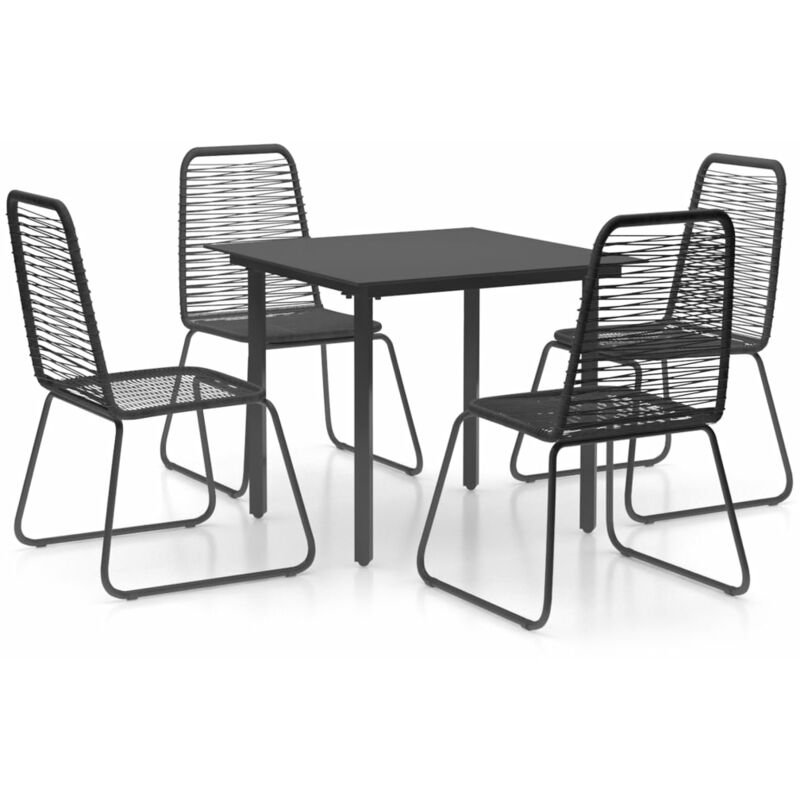 

vidaXL Set de comedor de jardín de 5 piezas PVC ratán negro - Negro